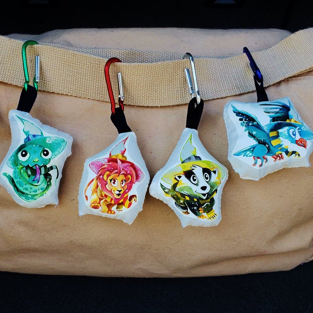 Hogwarts Houses Bag Clip Key Chain Set. Four.